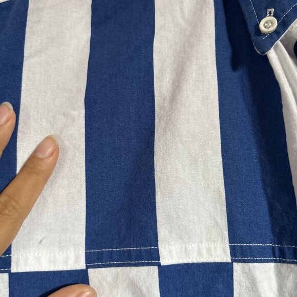 Vintage "The Nutter" Striped Short Sleeve Button Up Blue Shirt Size Small - Picture 4 of 9